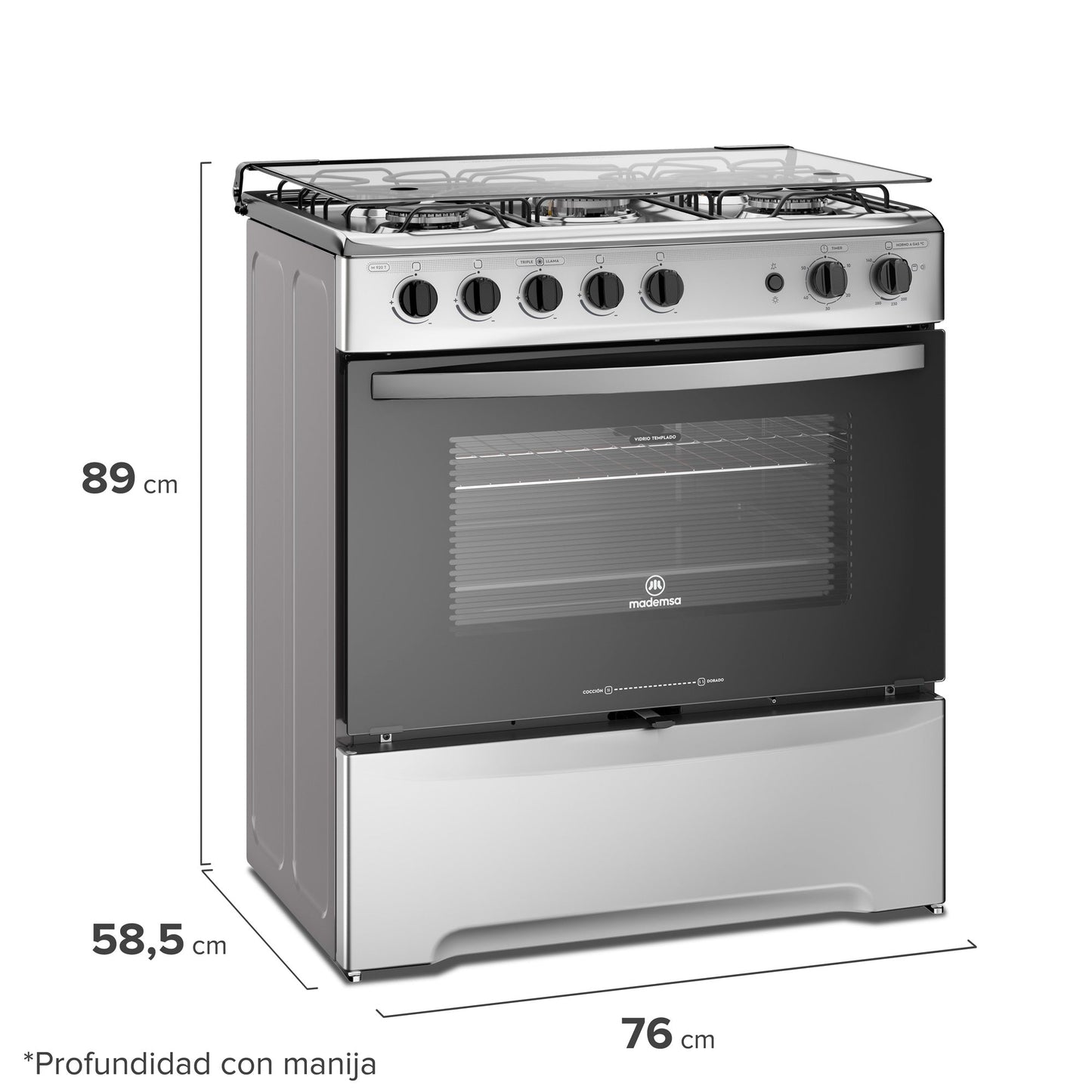 Cocina a Gas 5 Platos Triple Llama M 920 T Mademsa3#Acero