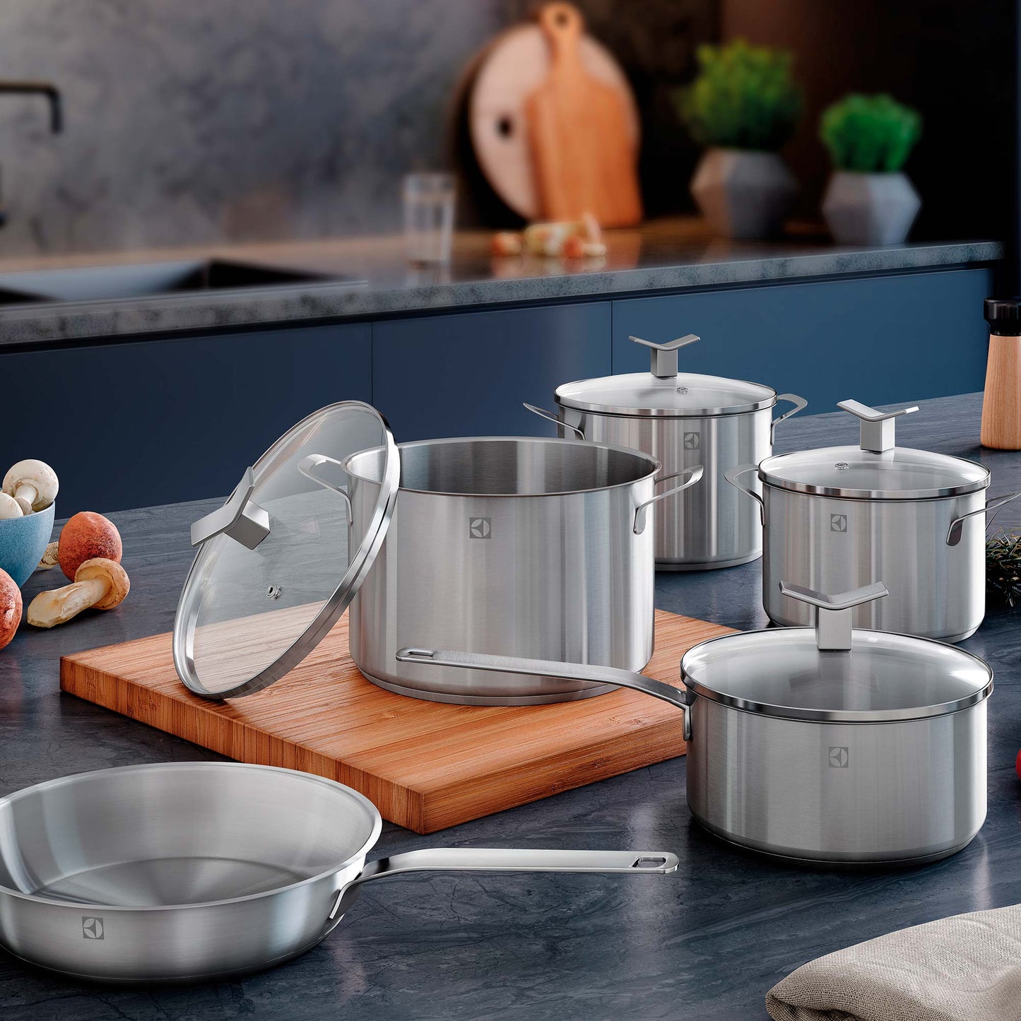 Juego de Ollas de Acero Inoxidable Electrolux1#Inox