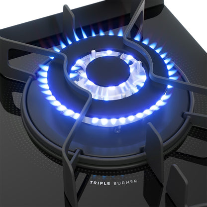 Cocina a Gas 4 Platos Cubierta Vidrio F 3000 BT Fensa9#Negro