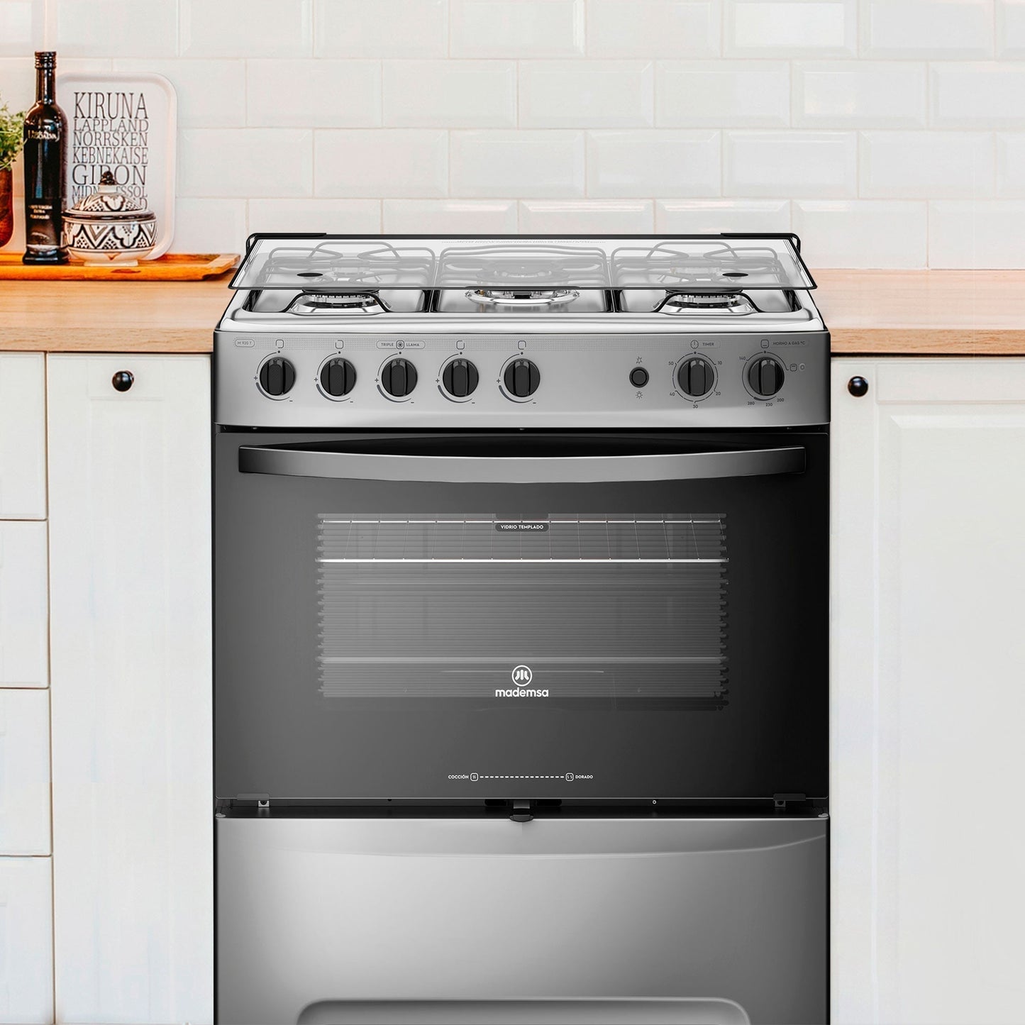 Cocina a Gas 5 Platos Triple Llama M 920 T Mademsa1#Acero