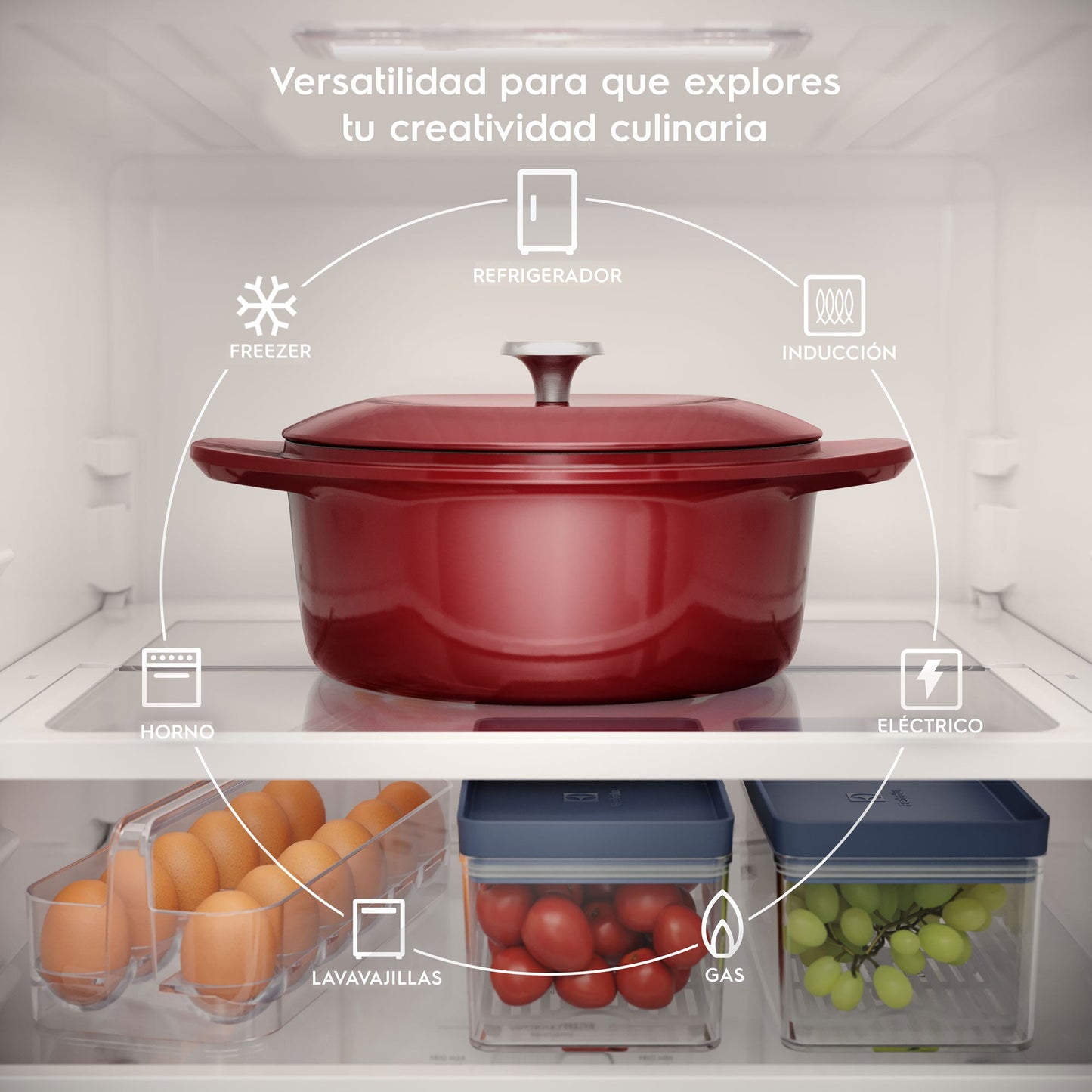 Olla de Hierro Fundido Esmaltado Expert 24 cm Electrolux7#Rojo esmaltado