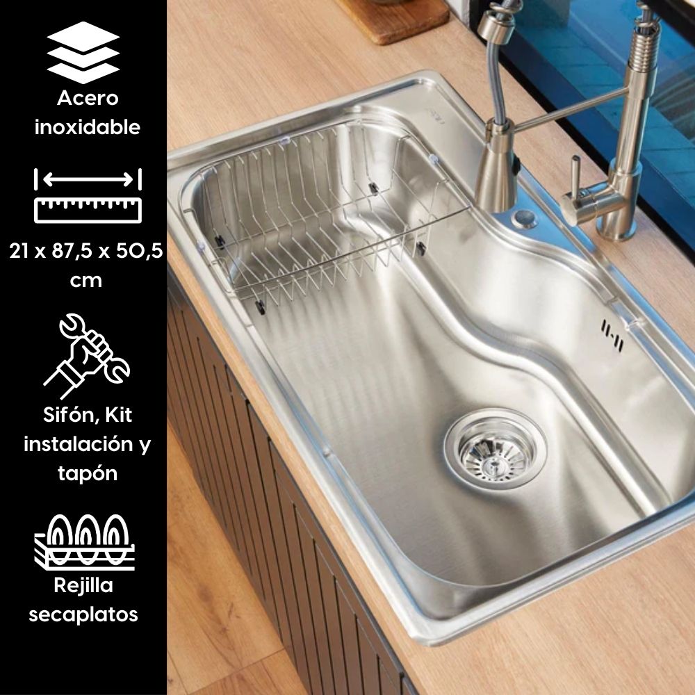Lavaplatos Sobre Cubierta Acero Inox Big Aqua 1C FDV