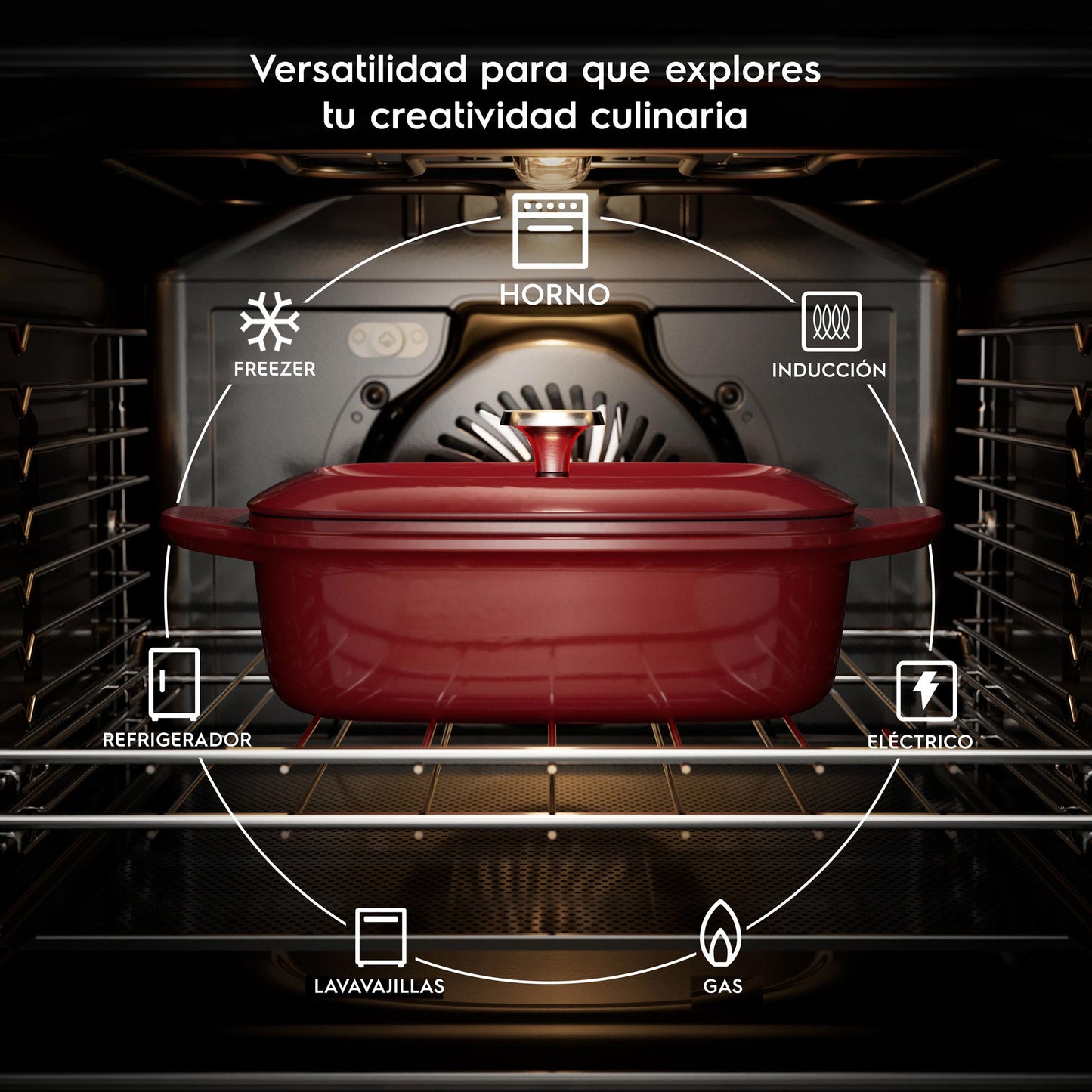 Olla Ovalada de Hierro Fundido Esmaltado Expert 27 cm Electrolux7#Rojo