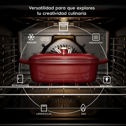 Olla Ovalada de Hierro Fundido Esmaltado Expert 27 cm Electrolux7#Rojo