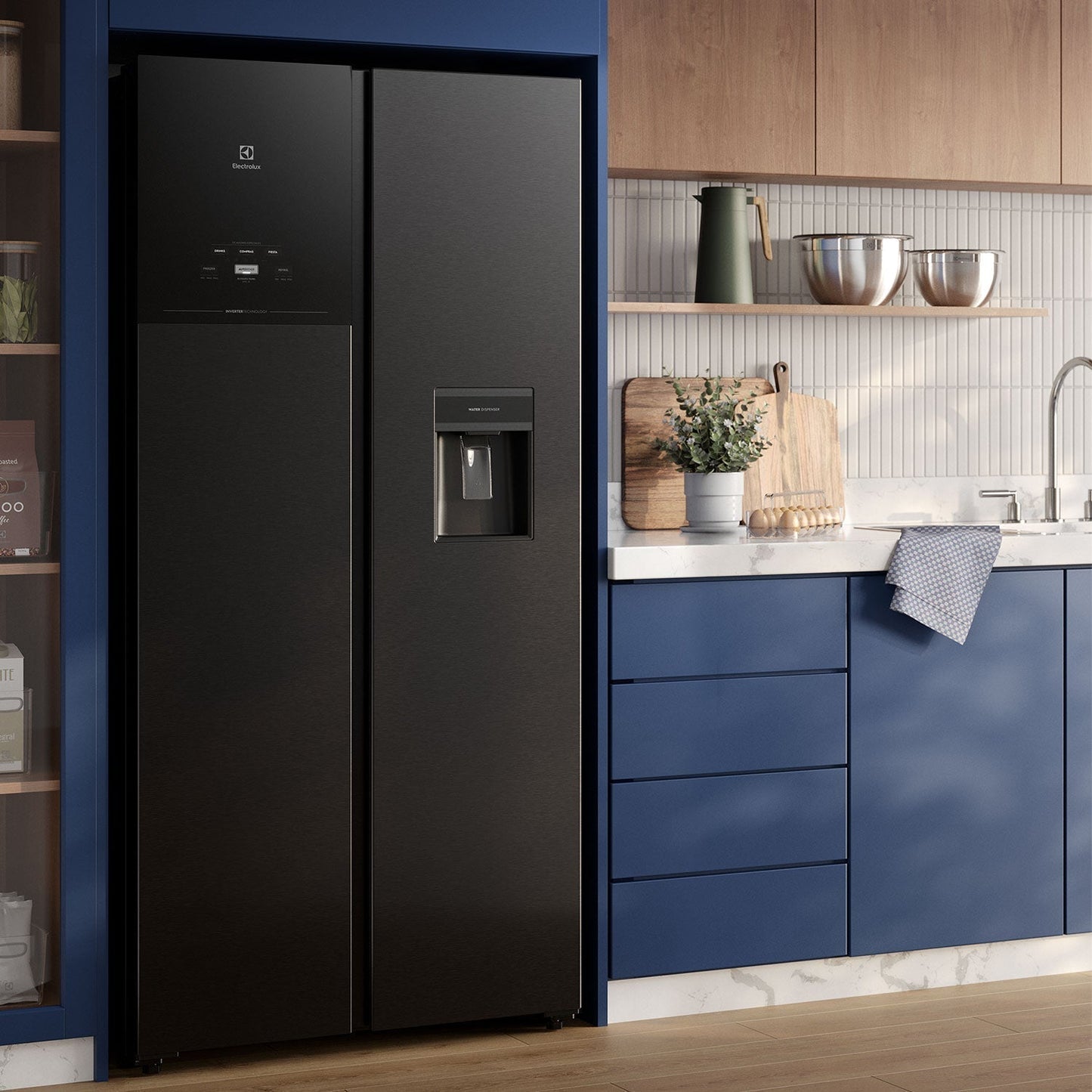 Refrigerador 436L No Frost Side by side Inverter ES40WB Electrolux1#Negro