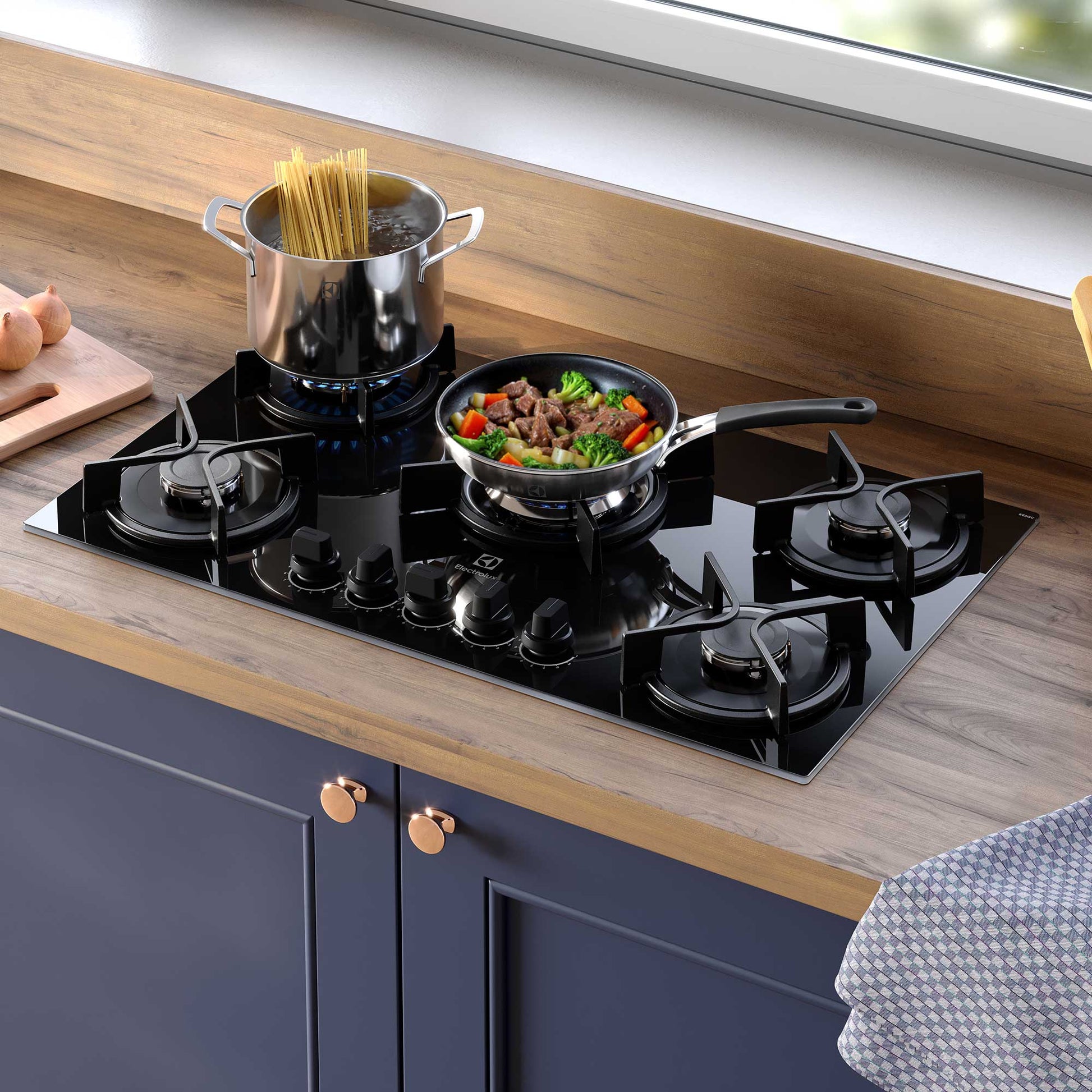 Encimera a Gas 5 Platos Experience Multi Llama KE5GC Electrolux1#Negro