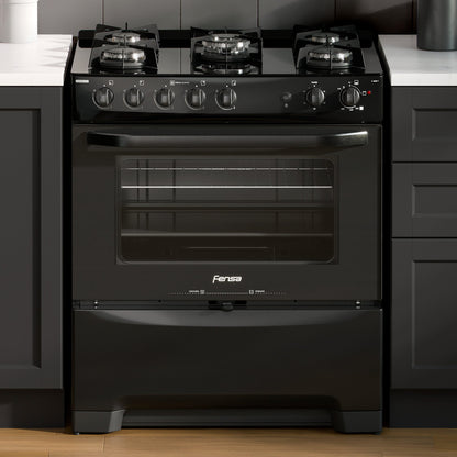 Cocina a Gas 5 Platos Cubierta Vidrio F 6500 T Fensa1#Negro