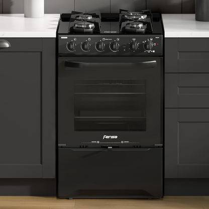 Cocina a Gas 4 Platos Cubierta Vidrio F 3000 BT Fensa1#Negro