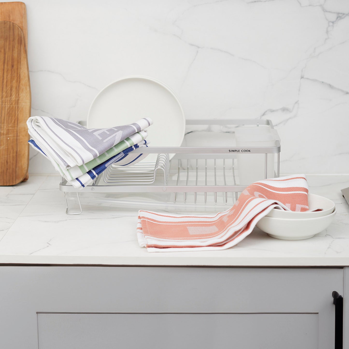 Kit Secaplatos Uranio Simple Cook  + Set 4 Paños de Cocina Kitchen Center