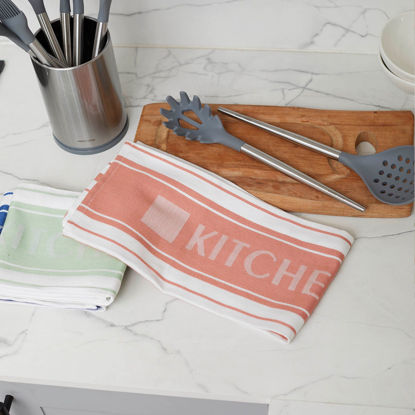 Kit Set de Utensilios Cuisine 10 pzs Simple Cook + Set 4 Paños de Cocina Kitchen Center