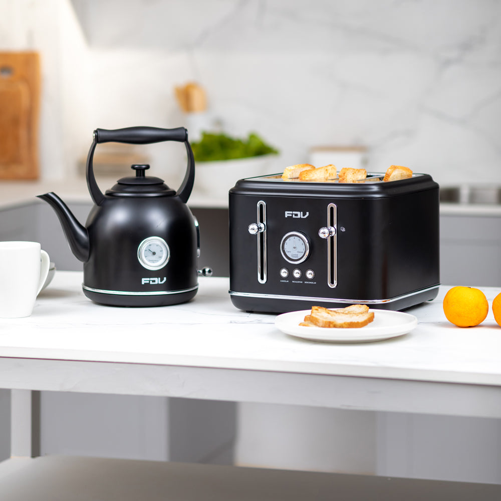 Kit Hervidor 1.7L FDV Iconic Black +Tostador 4 Rebanadas FDV Iconic Black-Kitchen Center