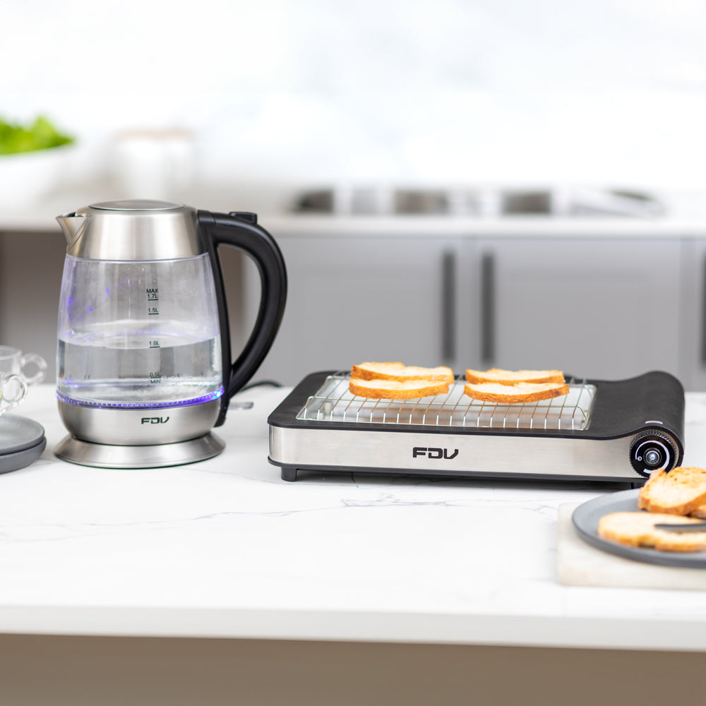 Kit Hervidor de Vidrio Crystal 1.7 Lts FDV + Tostador Flat 2.0 FDV-Kitchen Center