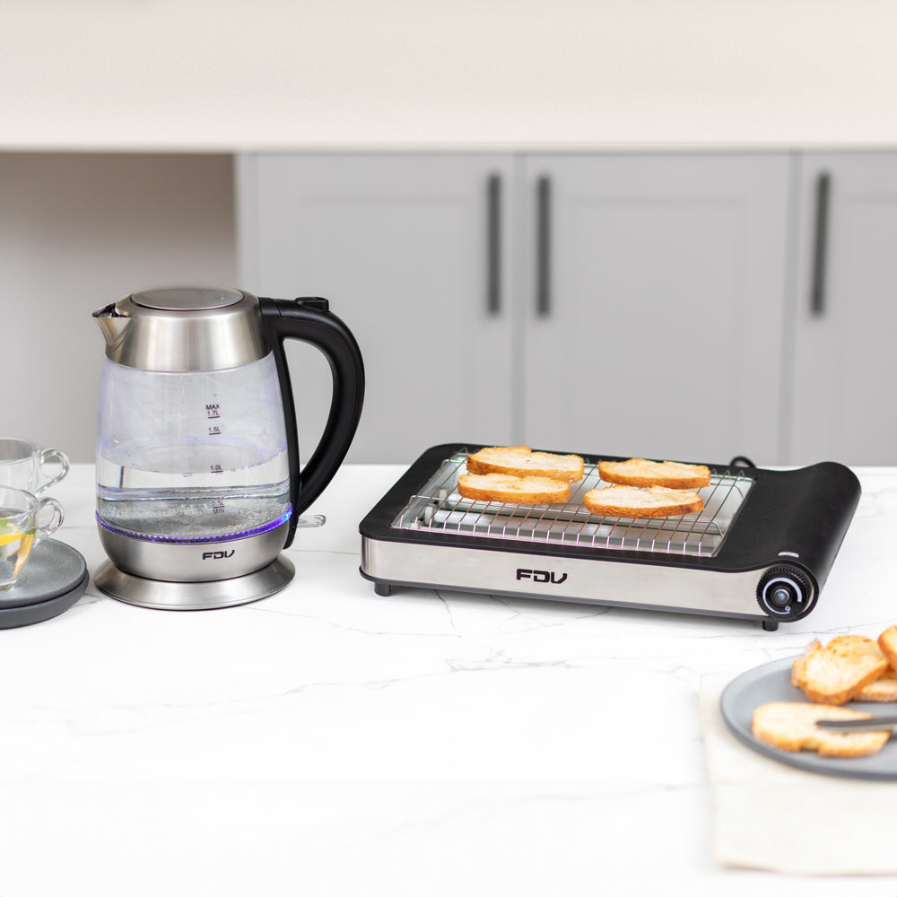 Kit Hervidor de Vidrio Crystal 1.7 Lts FDV + Tostador Flat 2.0 FDV-Kitchen Center