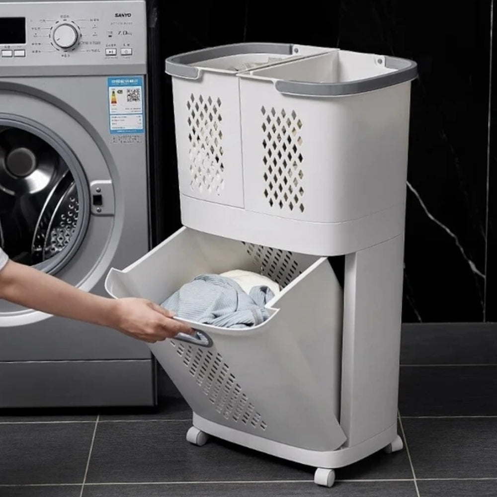 Canasto De Lavandería Desmontable Con Ruedas Santú Home & Deco2#Blanco