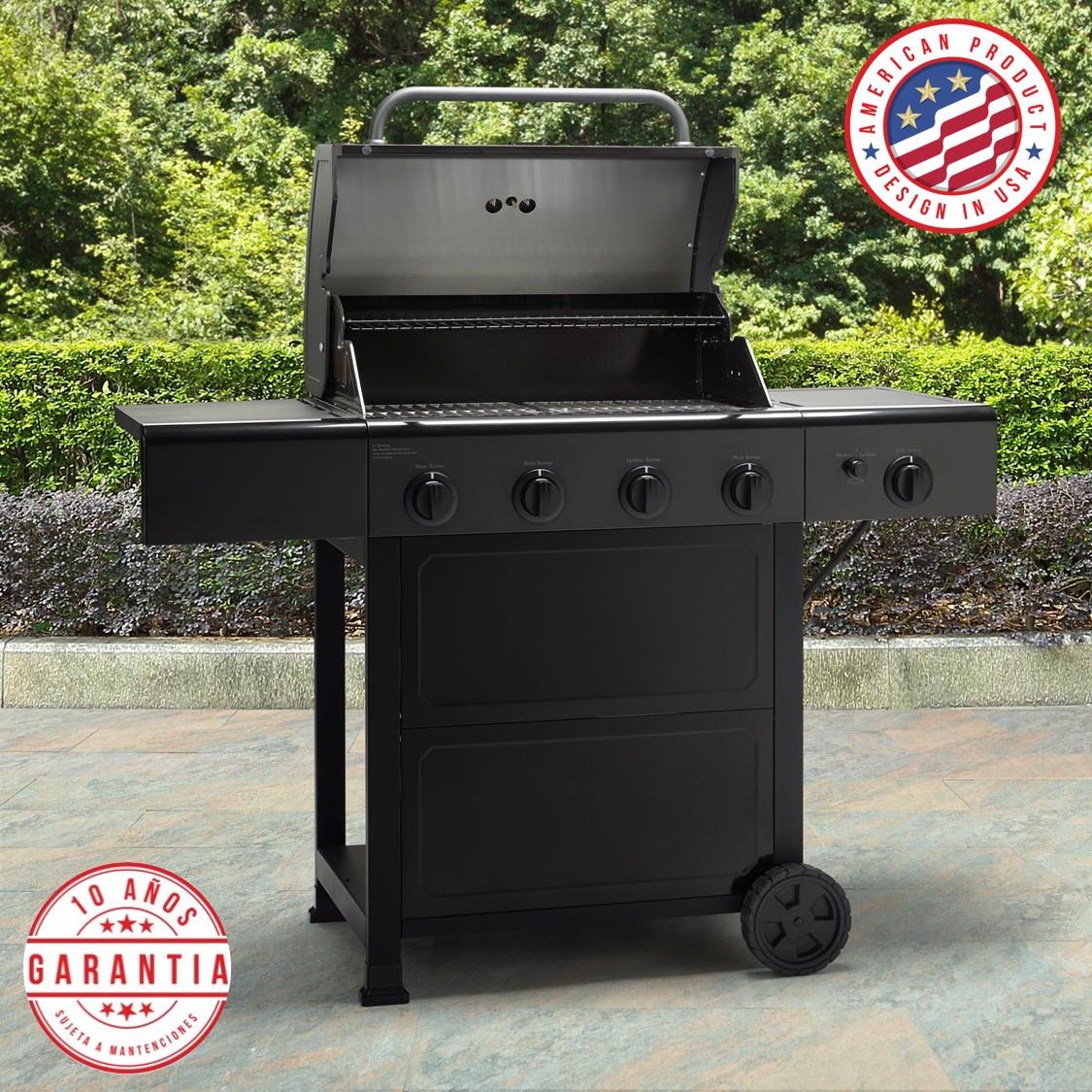 Parrilla a Gas 4 Quemadores + Quemador Lateral Kenmore2#Negro