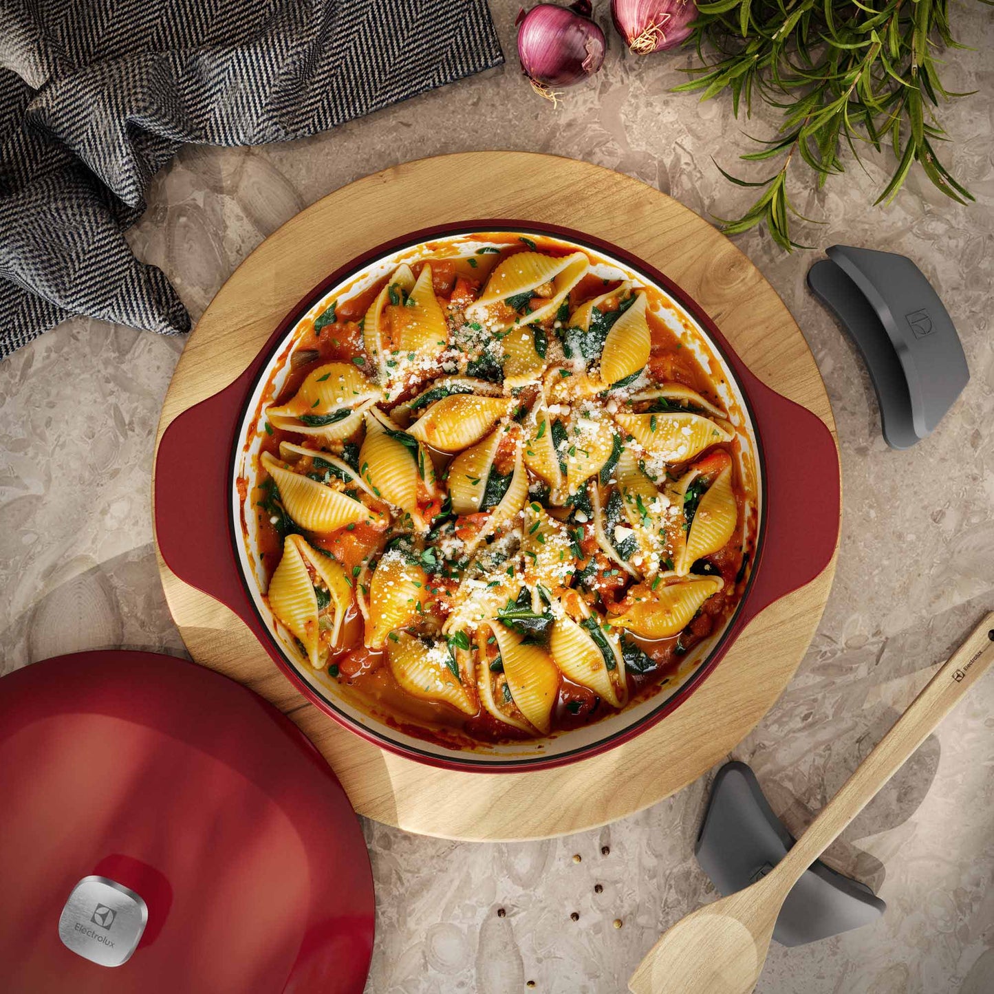 Wok de Hierro Fundido Esmaltado Expert 30 cm Electrolux1#Rojo