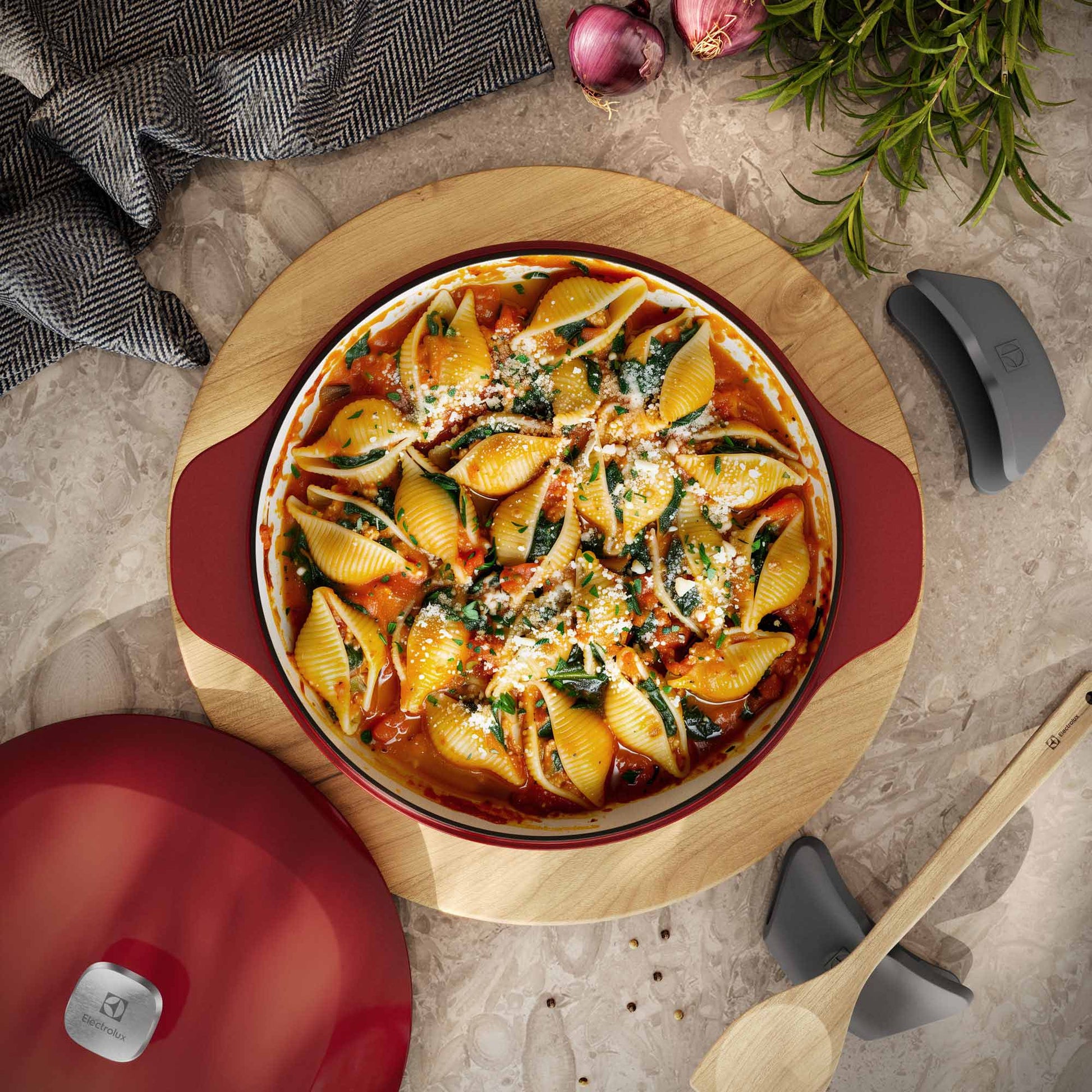 Wok de Hierro Fundido Esmaltado Expert 30 cm Electrolux1#Rojo