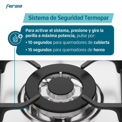 Cocina a Gas 5 Platos Cubierta Vidrio F 6500 T Fensa8#Negro