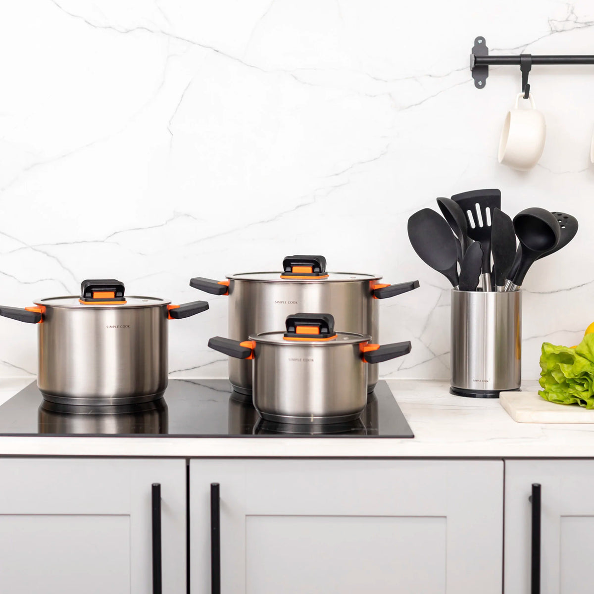 Kit Bateria Lyon + Set de Utensilios Cuisine 10 pzs Simple Cook