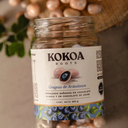 Grageas de Arándanos en Chocolate Blanco y Leche 200 grs Kokoa Roots