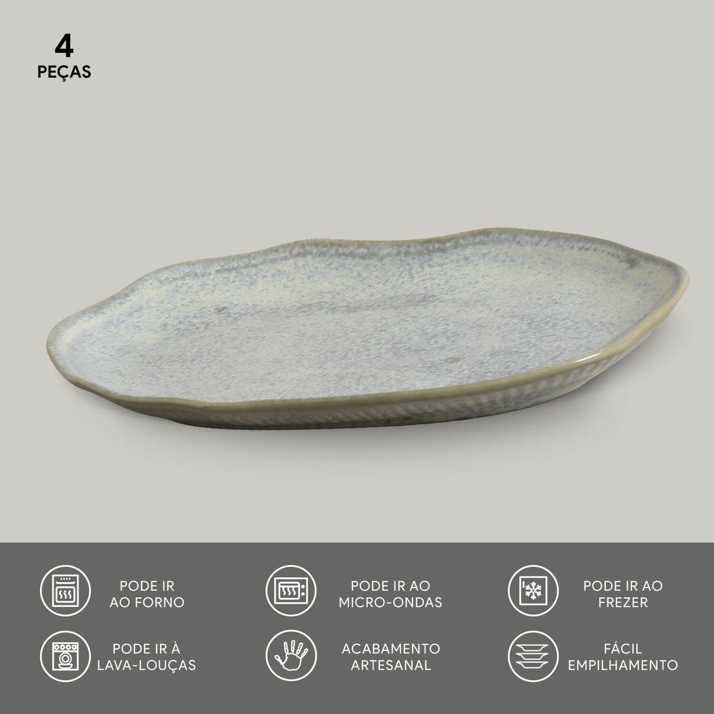 Set 4 Platos Ovalado Raso M Aires Deco Home10#Verde