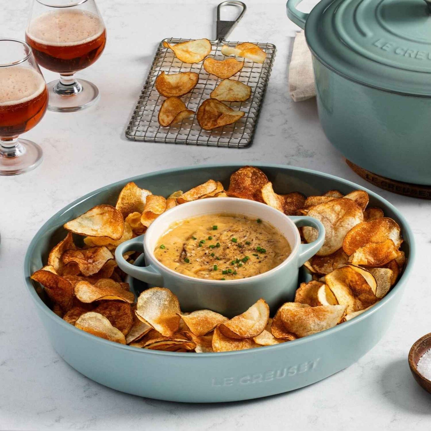 Plato Chip & Dip 34 Cm Sea Sealt Le Creuset4#Sin color