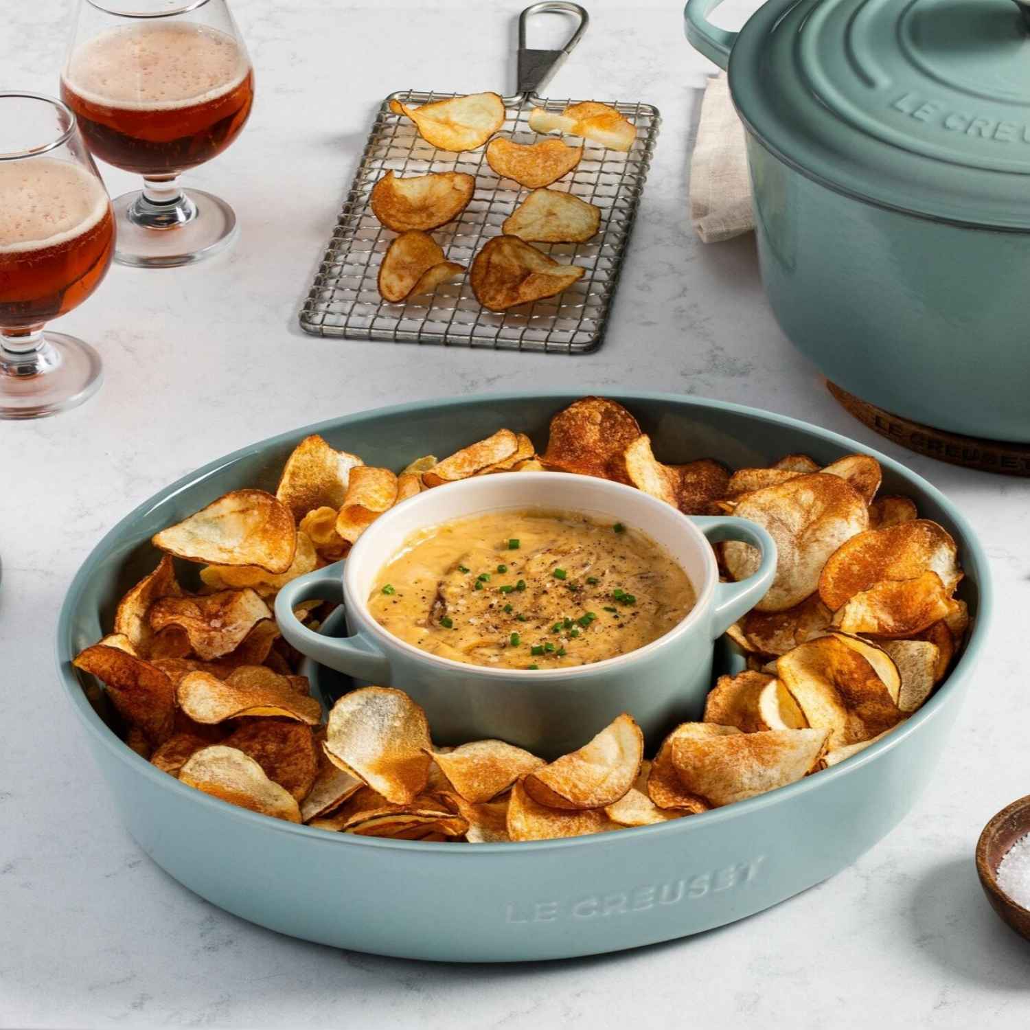 Plato Chip & Dip 34 Cm Sea Sealt Le Creuset4#Sin color