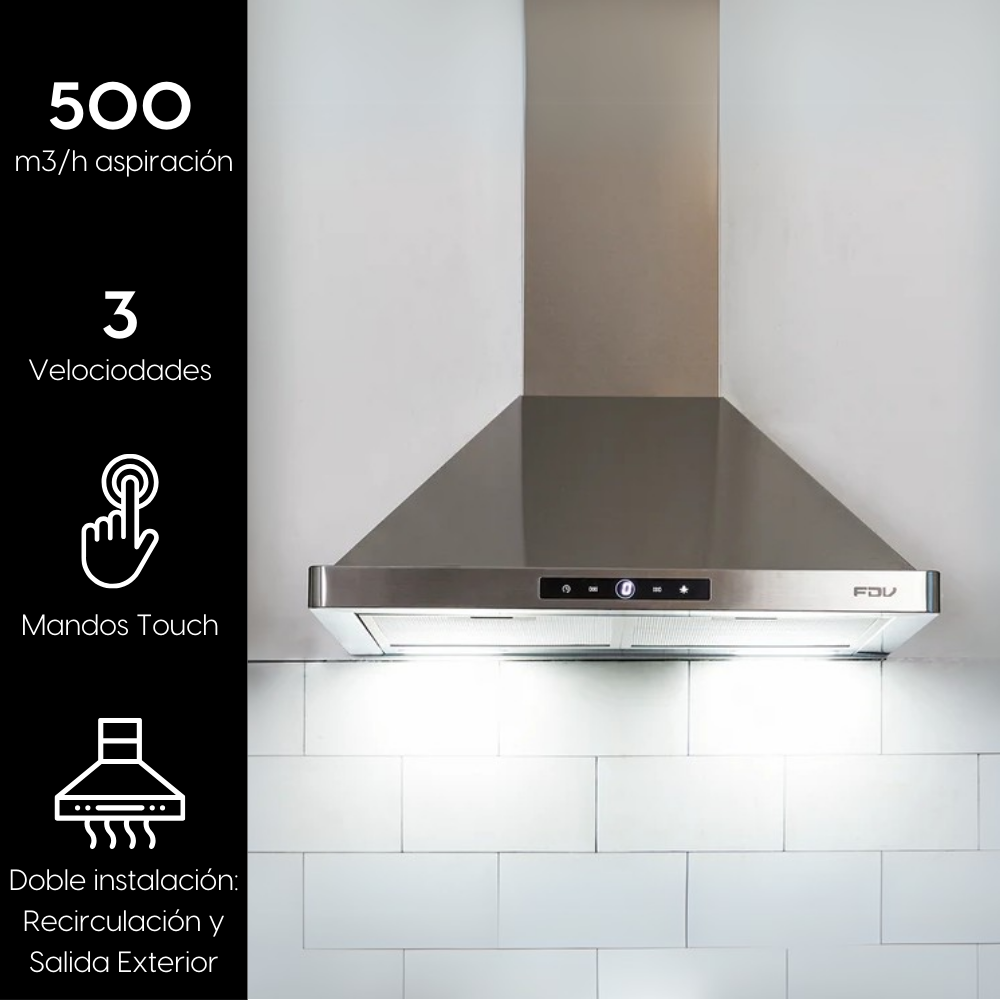 Campana de Pared Conic 60 cm 500 m3/h FDV-Kitchen Center