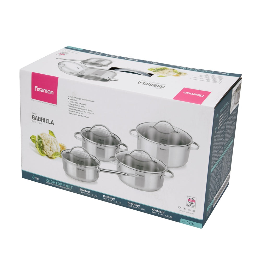 Bateria Set Ollas Gabriela 8 Piezas Fissman8#Negro