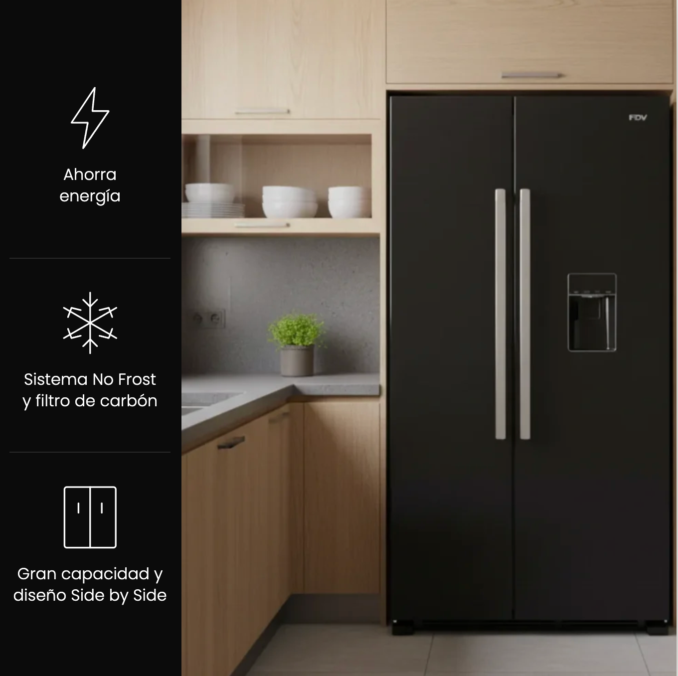 Refrigerador Side by Side Elite Black 518 Lts FDV