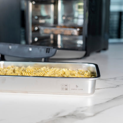 Set de 2 Fuentes de Acero Inox con Tapa 1,6 y 2,5 L Simple Cook
