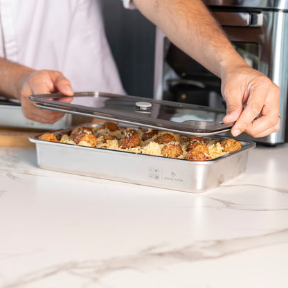 Set de 2 Fuentes de Acero Inox con Tapa 1,6 y 2,5 L Simple Cook