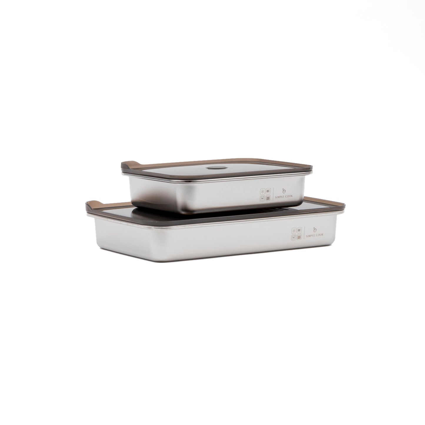 Set de 2 Fuentes de Acero Inox con Tapa 1,6 y 2,5 L Simple Cook
