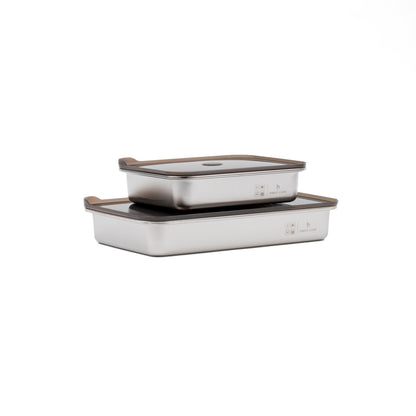 Set de 2 Fuentes de Acero Inox con Tapa 1,6 y 2,5 L Simple Cook