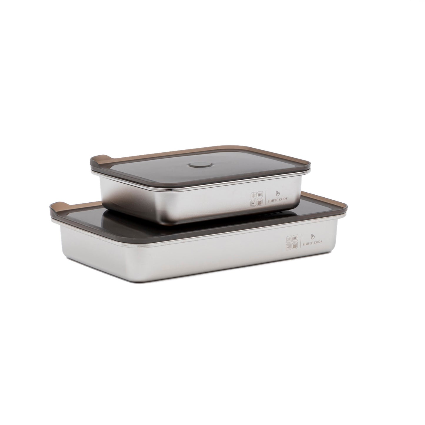 Set de 2 Fuentes de Acero Inox con Tapa 1,6 y 2,5 L Simple Cook