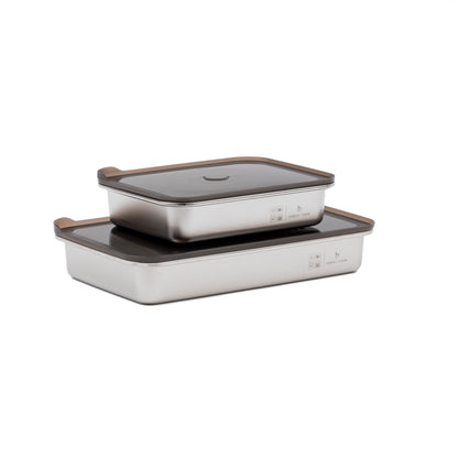 Set de 2 Fuentes de Acero Inox con Tapa 1,6 y 2,5 L Simple Cook