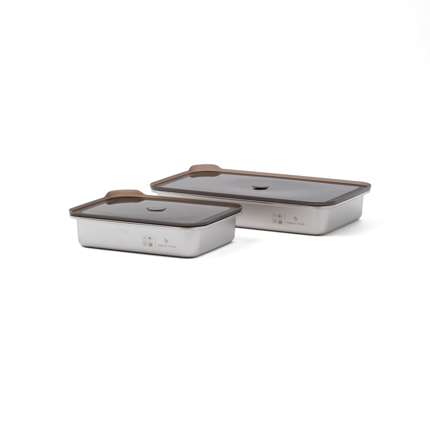 Set de 2 Fuentes de Acero Inox con Tapa 1,6 y 2,5 L Simple Cook