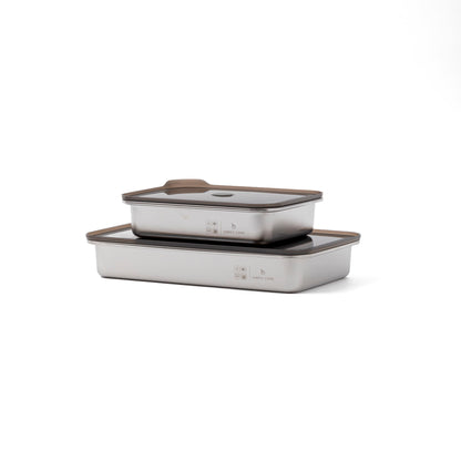 Set de 2 Fuentes de Acero Inox con Tapa 1,6 y 2,5 L Simple Cook