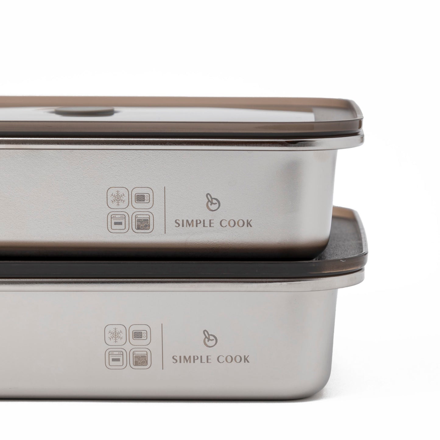 Set de 2 Fuentes de Acero Inox con Tapa 1,6 y 2,5 L Simple Cook