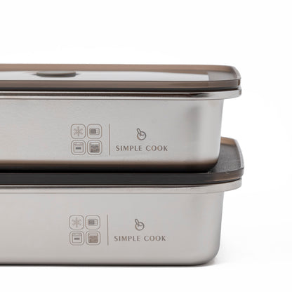 Set de 2 Fuentes de Acero Inox con Tapa 1,6 y 2,5 L Simple Cook