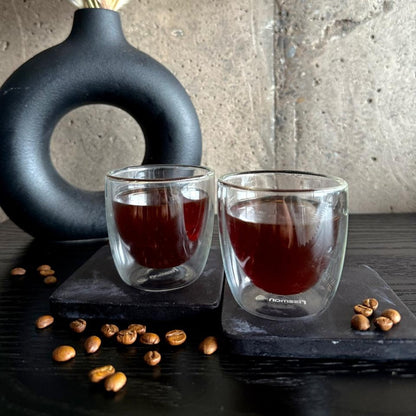 Set De 2 Tazas Doble Pared Vidrio Templado 100 Ml Fissman1#Sin color