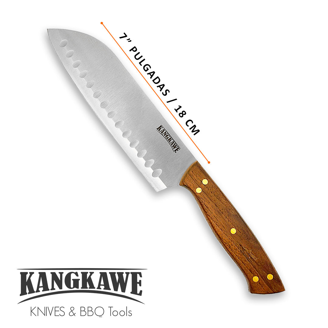 Cuchillo 7 Pulgadas Santoku Coñaripe Kangkawe5#Acero