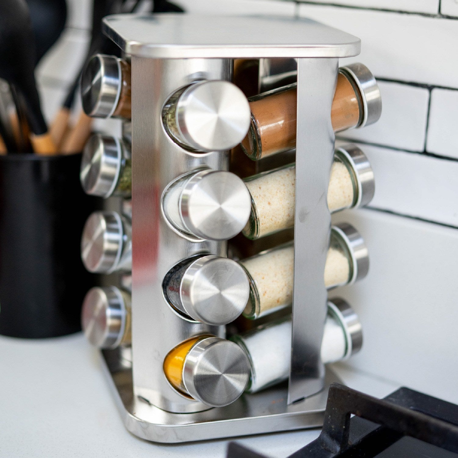 Especiero Condimentos Giratorio Metálico 16 Frascos Simplit2#Acero