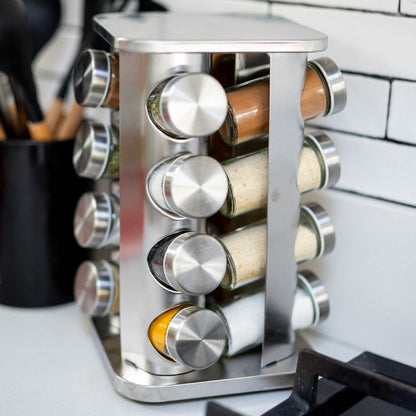Especiero Condimentos Giratorio Metálico 16 Frascos Simplit2#Acero