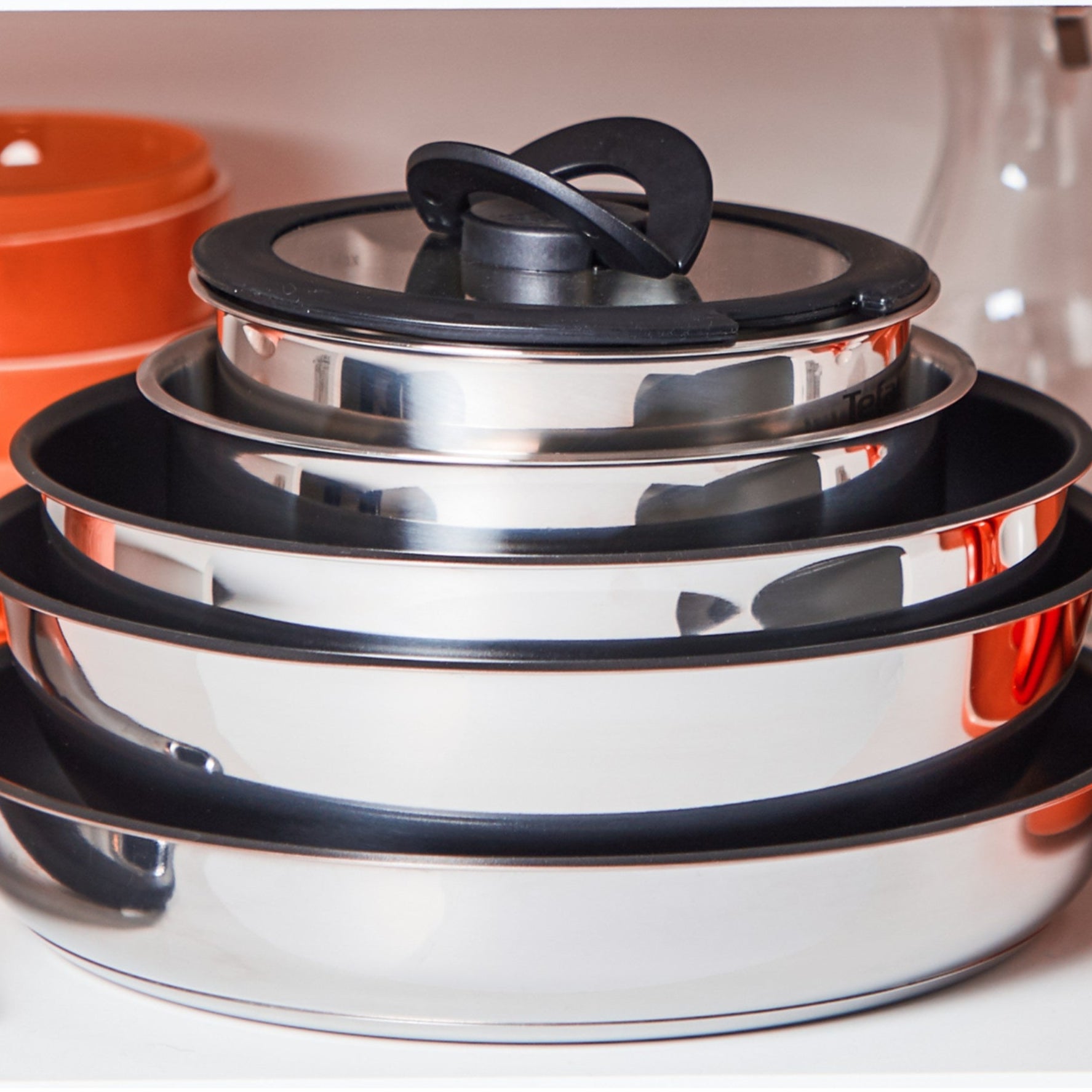 Bateria De Cocina Acero Inoxidable Ingenio 6 PCS Con Mango Removible Tefal2#Gris