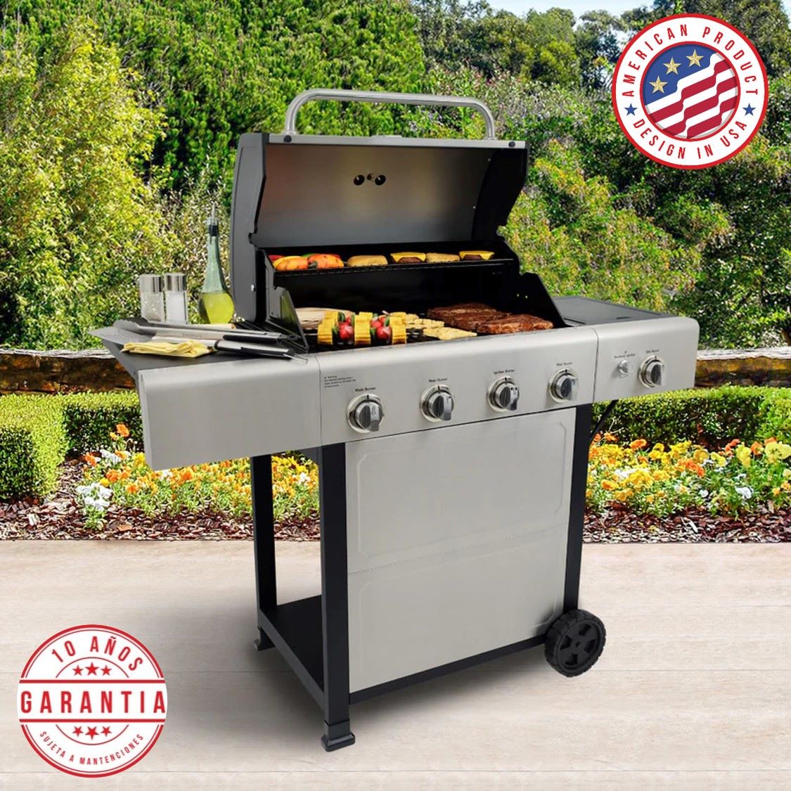 Parrilla Gas 4 Quemadores + Q Lateral  KE-P34611-N Kenmore.2#Acero