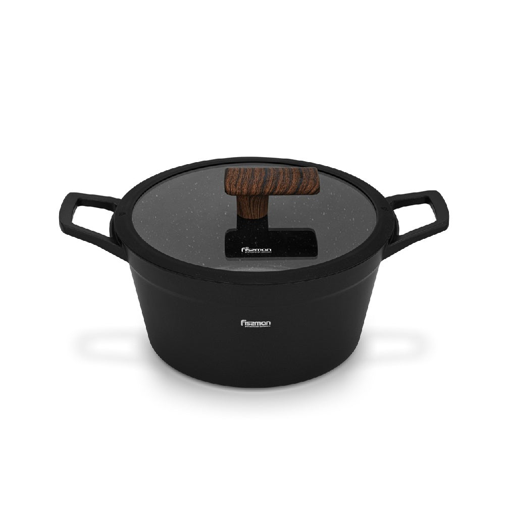 Olla Antiadhrente Filomena con Tapa De Cristal 5.7 Litros Fissman1#Negro