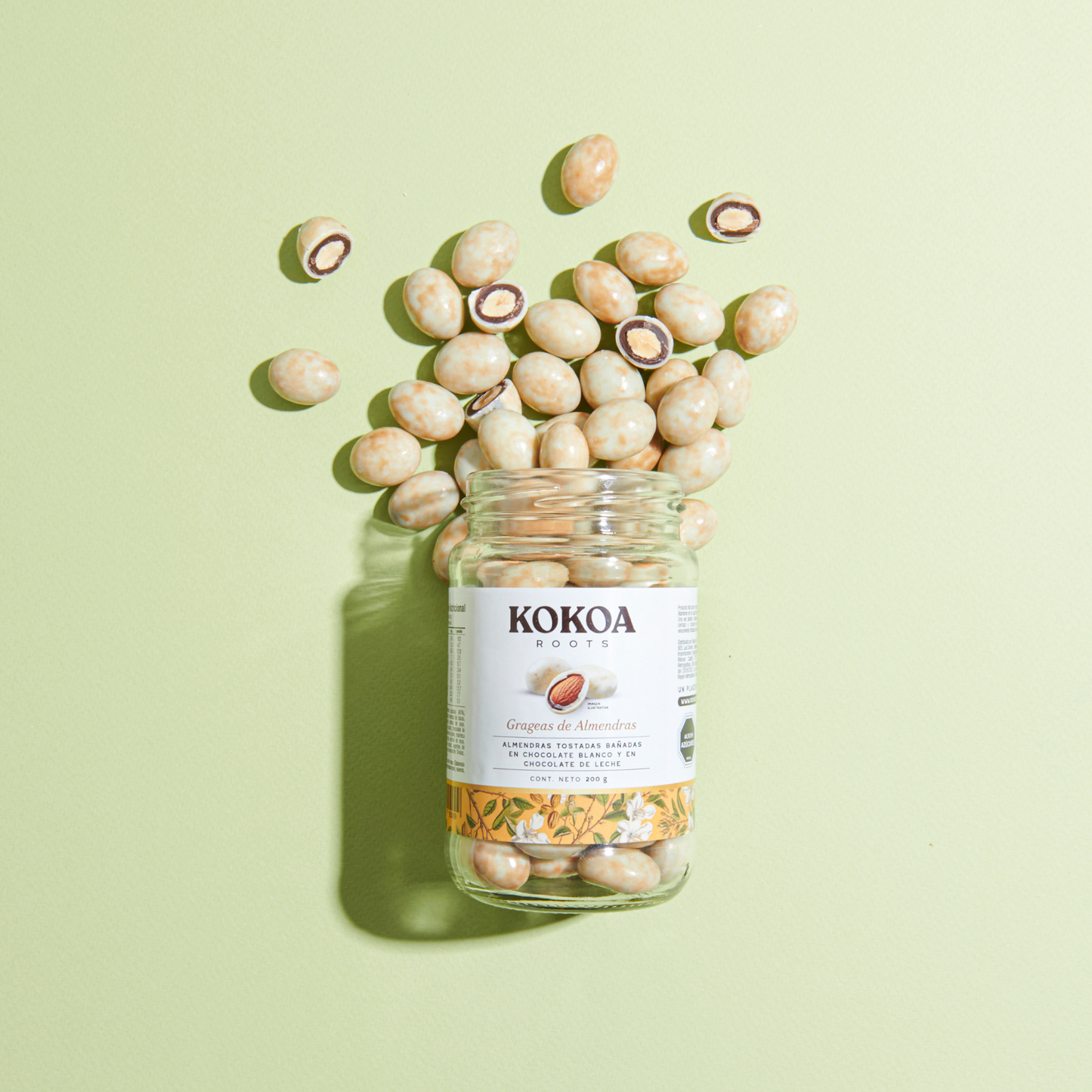 Grageas de Almendras en Chocolate Blanco y Leche 200 grs Kokoa Roots