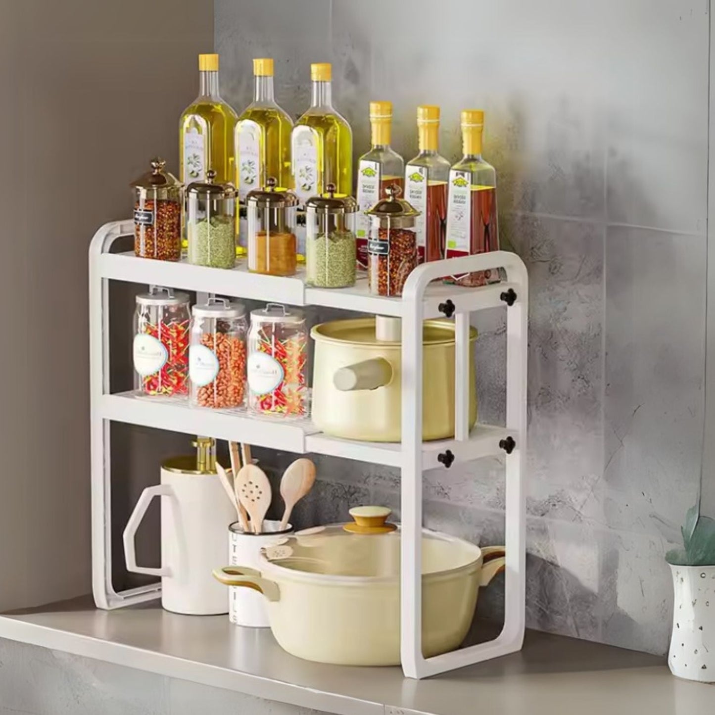 Estante Expandible de 2 Niveles Santú Home & Deco3#Blanco