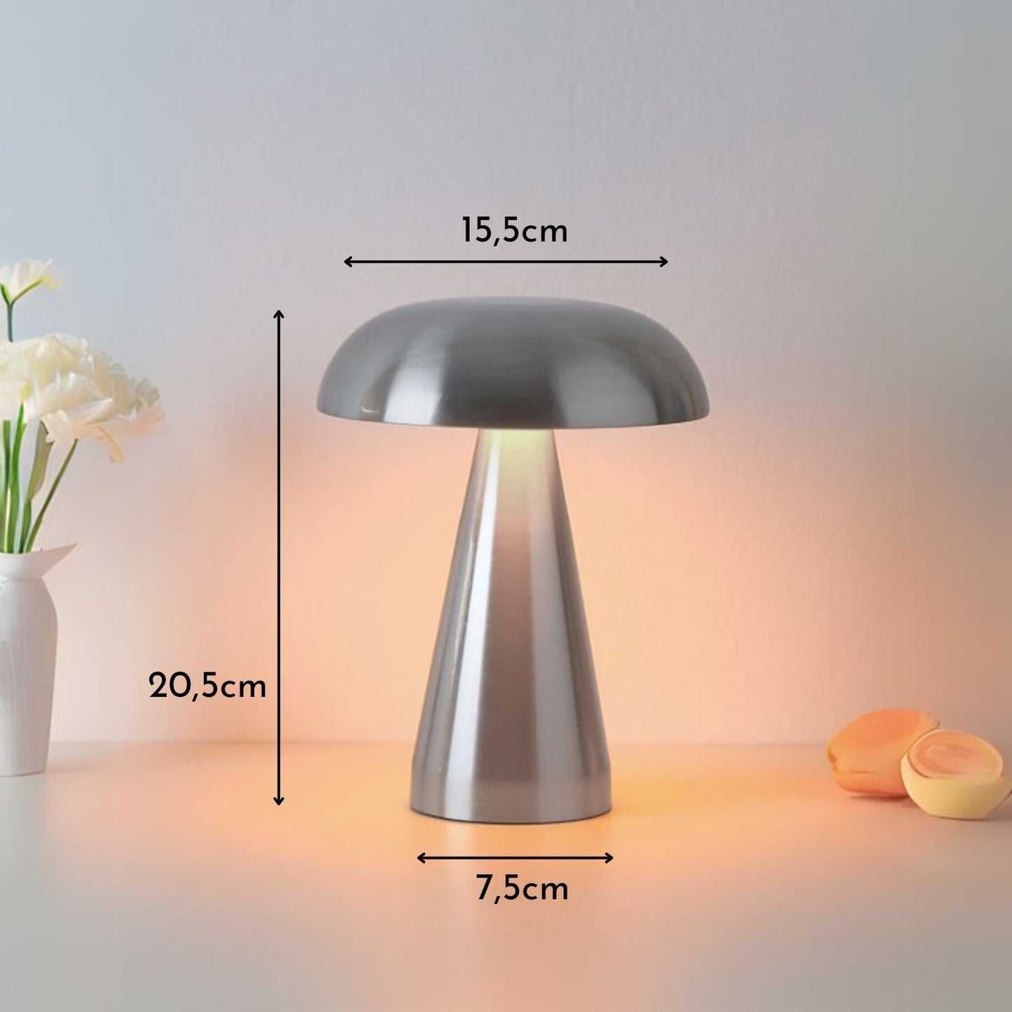 Lámpara De Mesa Inalámbrica Recargable Santú Home & Deco4#Gris